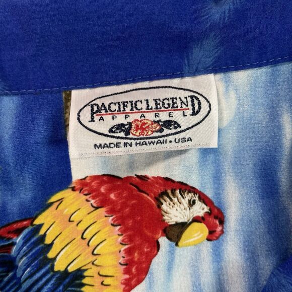 Pacific Legend Hawaiian Shirt Men’s 3XL Blue Parrot Palm Tree McCall Aloha XXXL - Picture 2 of 16